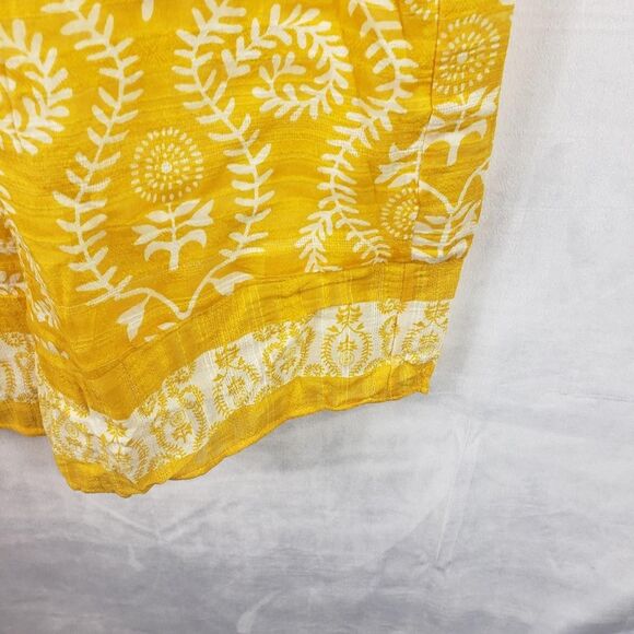 Studio Park Amy Stran Dress Womens 2X Yellow Textured Cotton Belted Lined Boho - Picture 6 of 16